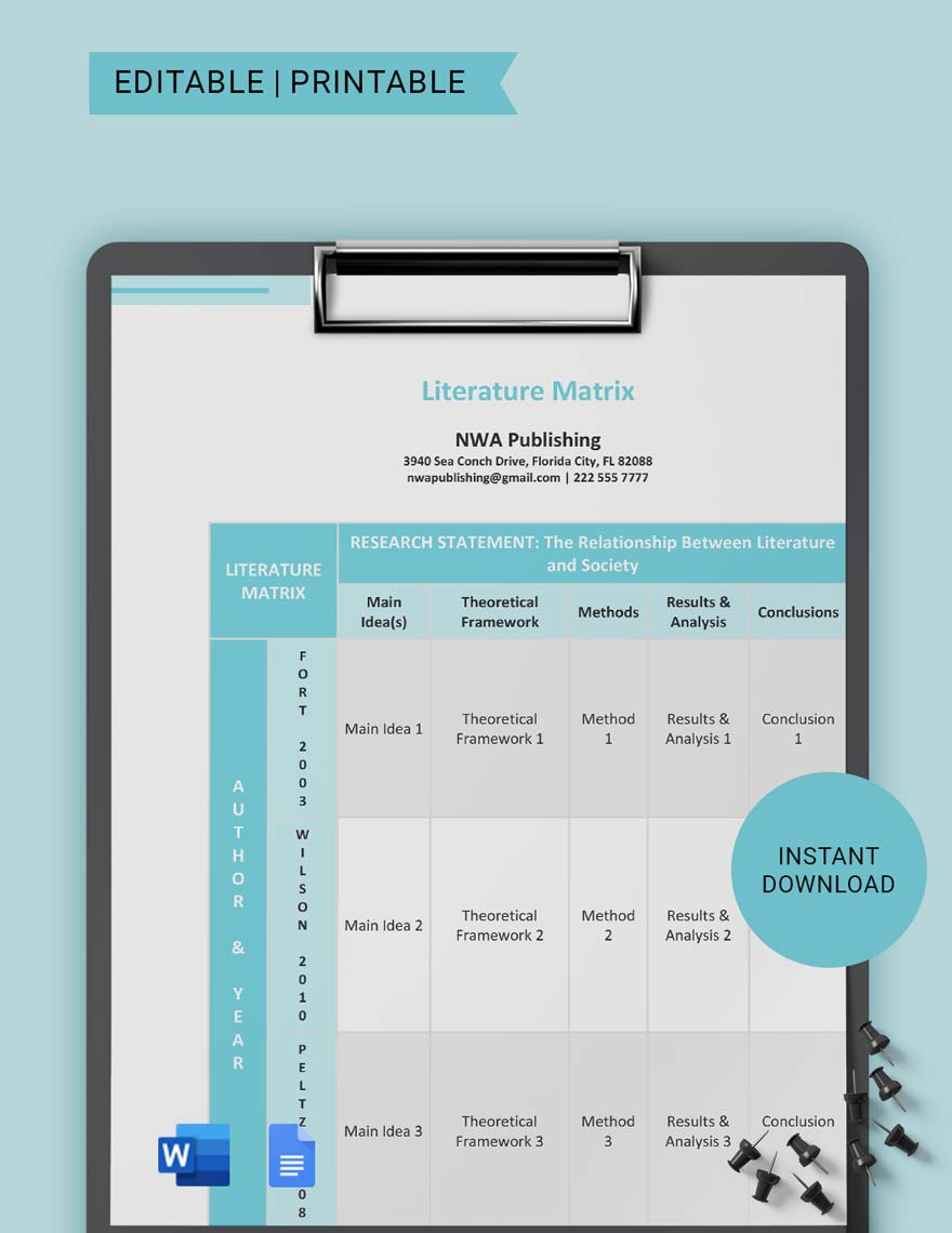 Literature Matrix Template