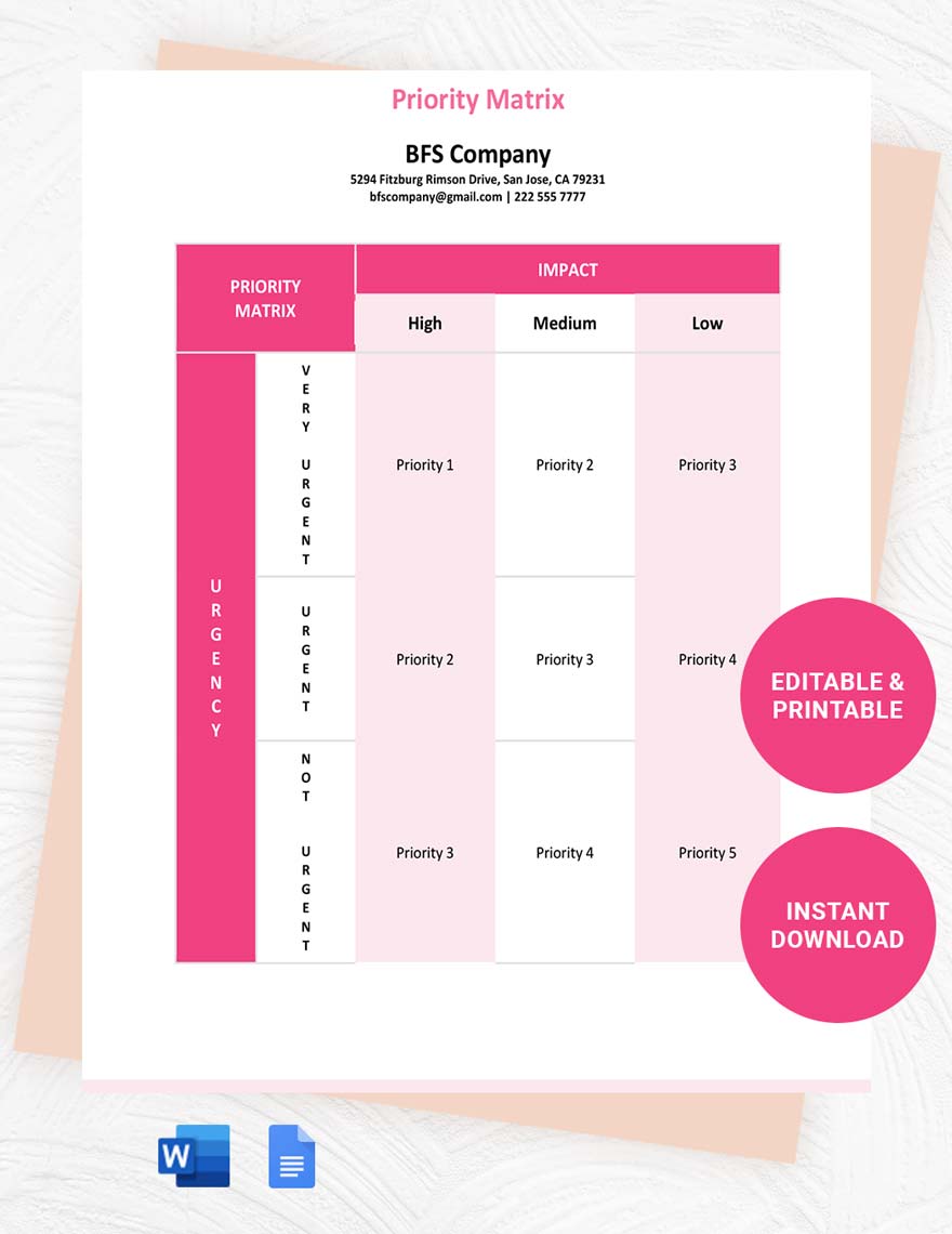 Priority Matrix Template