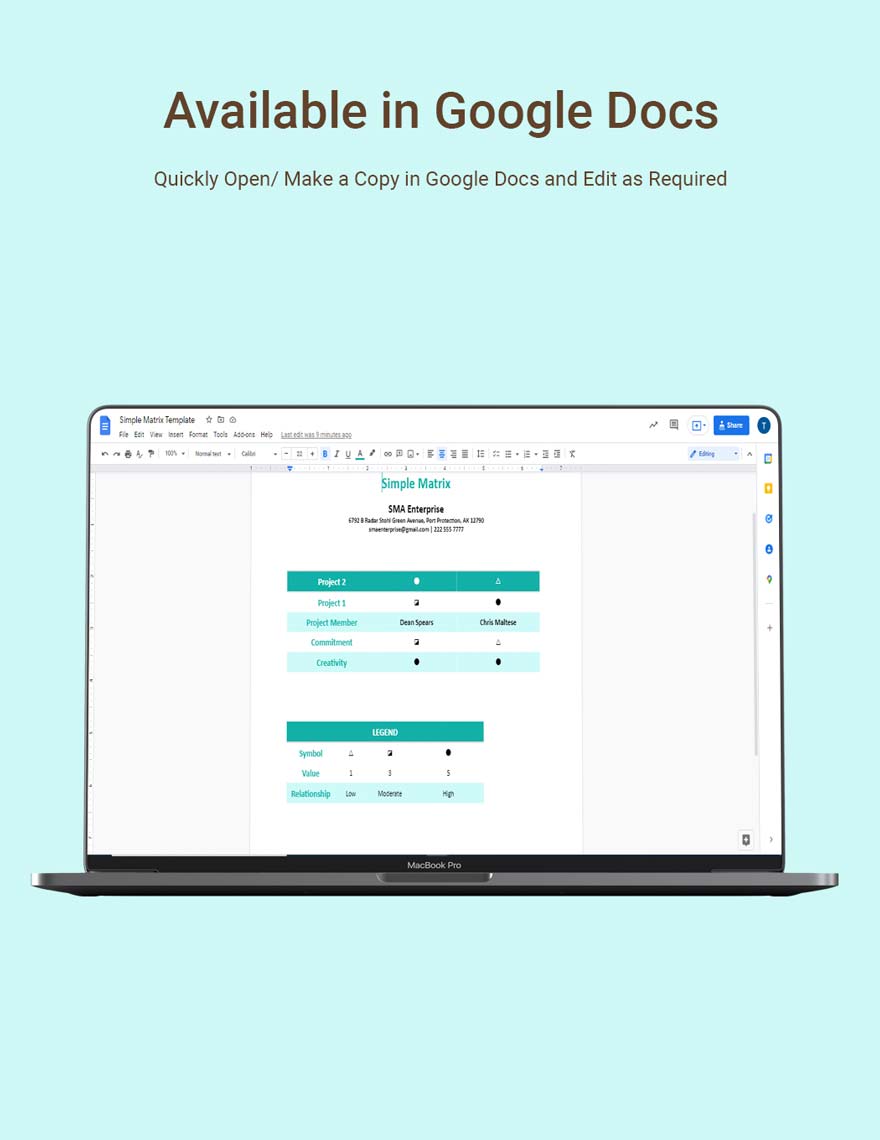 Simple Matrix Template