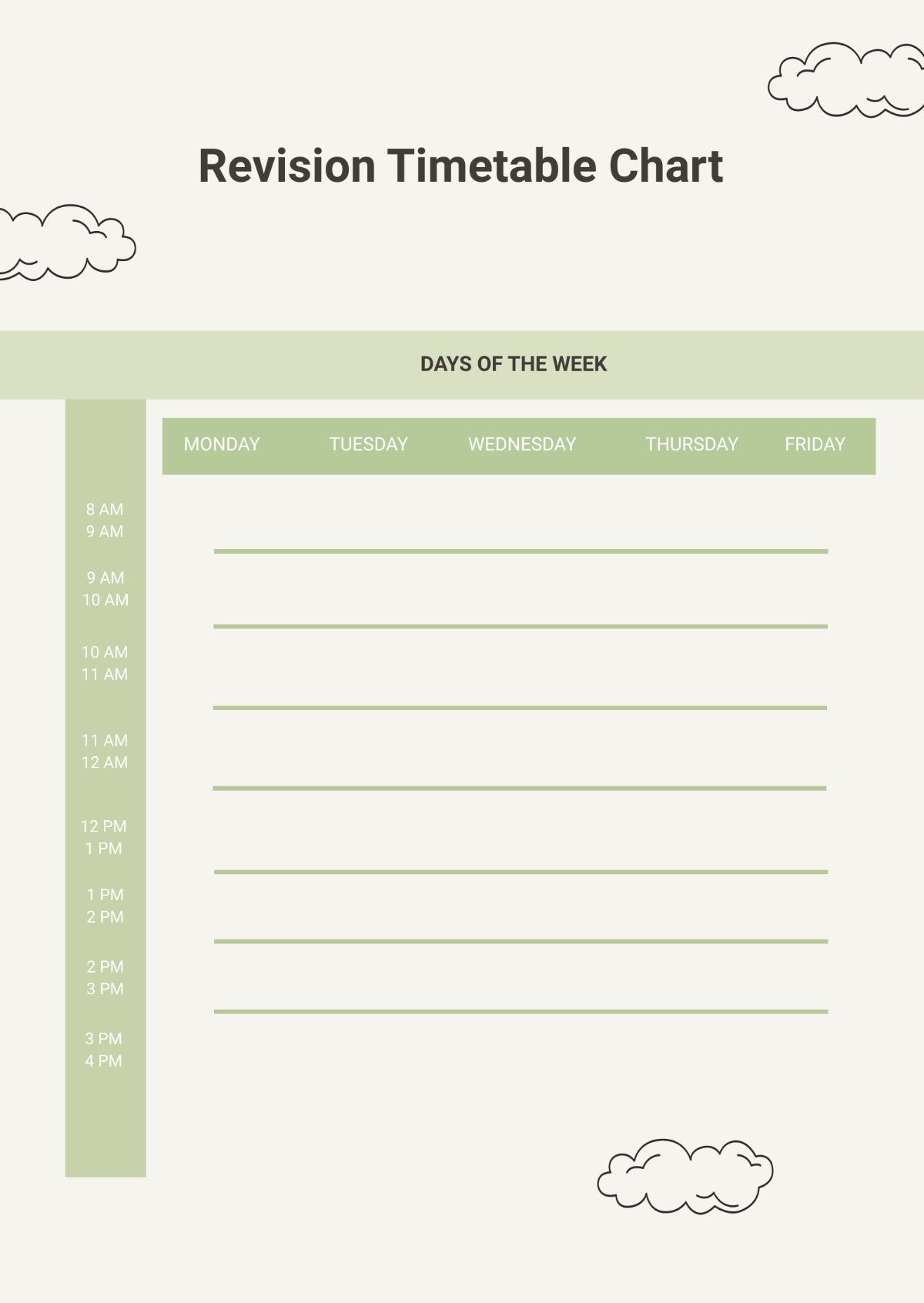 Revision Timetable Chart Template - Edit Online & Download