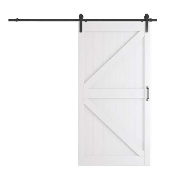 ARK DESIGN 42 in. x 84 in. White K Design MDF Interior Barn Door Slab ...