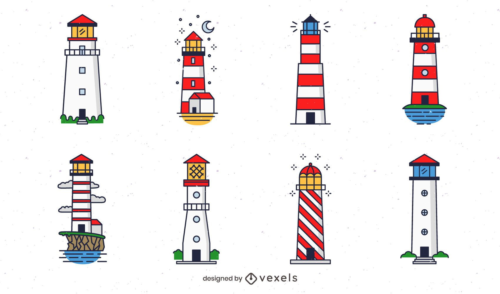 Colored Lighthouse Design Pack