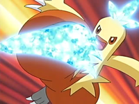 Combusken usando mega patada.