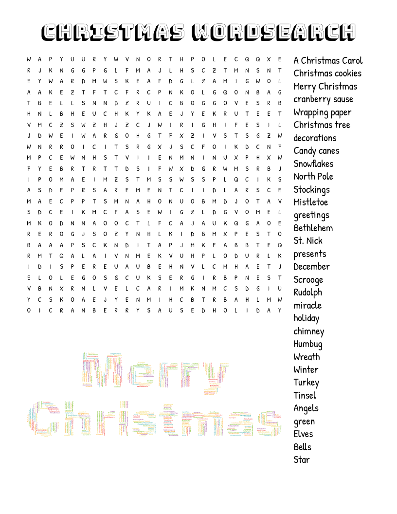 Christmas wordsearch