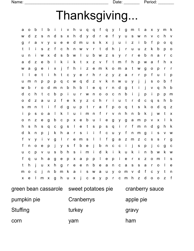 Thanksgiving... Word Search