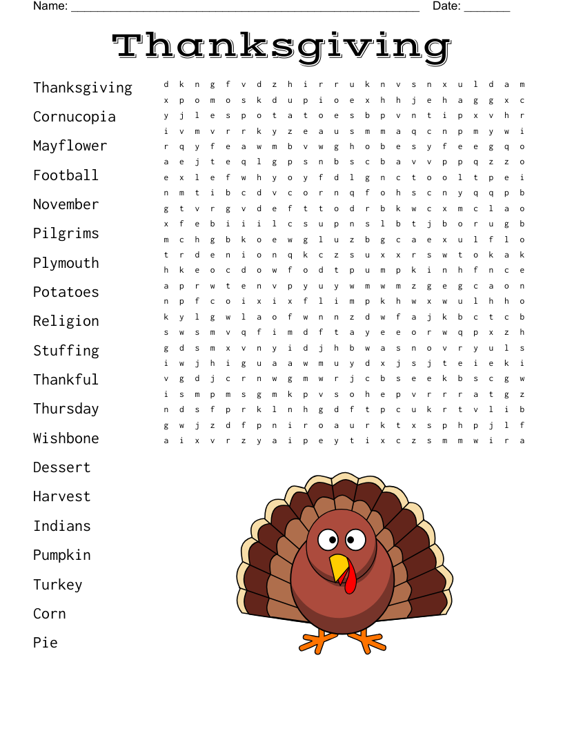 Thanksgiving  Word Search