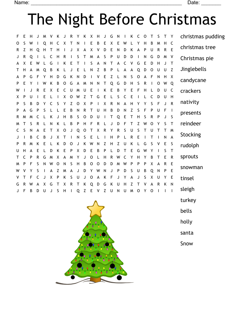 The Night Before Christmas Word Search