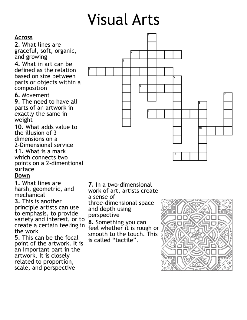 Visual Arts Crossword