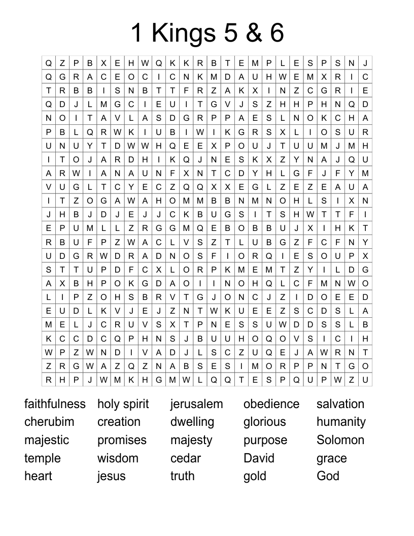 1 Kings 5 & 6 Word Search - WordMint