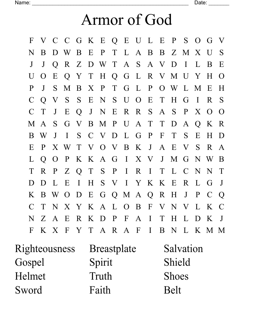 Armor of God Word Search - WordMint