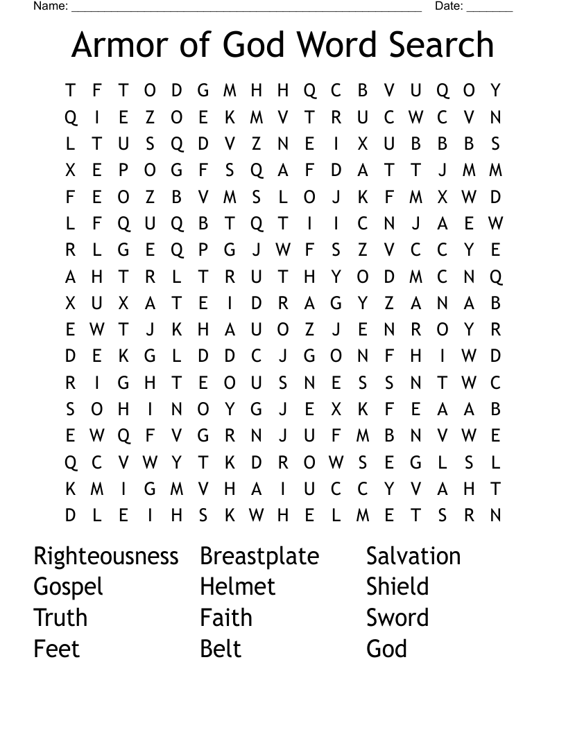 Armor of God Crossword - WordMint