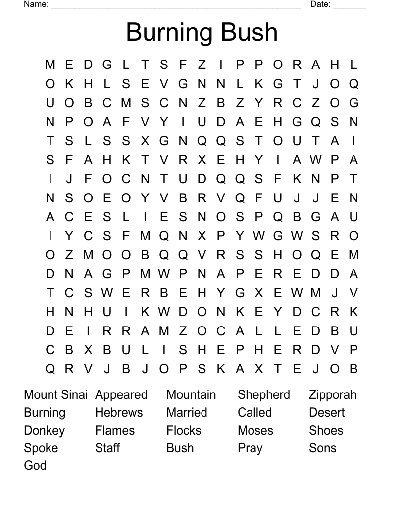 Burning Bush Word Search