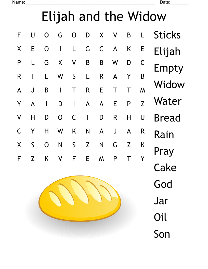 Elijah and the Widow Word Search