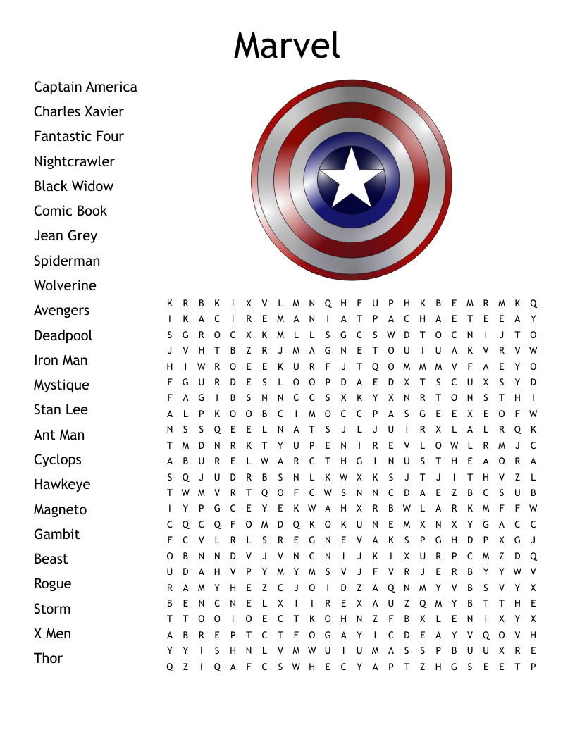 Marvel Word Search