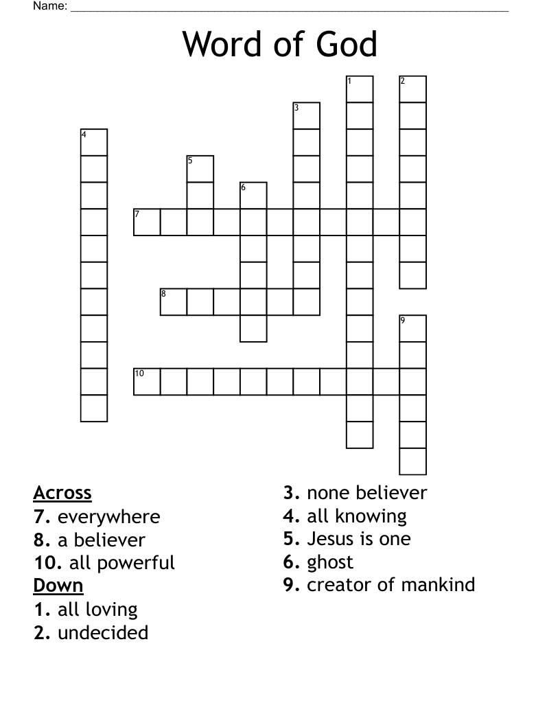 Word of God Crossword - WordMint