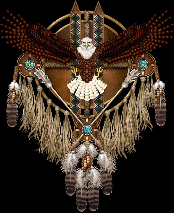 Bald Eagle Native American Mandala - Naumaddic Arts