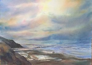 Holiday Beach Walk - MB Watercolors