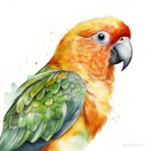 Lovebird Bird Portrait Watercolor - Frank095