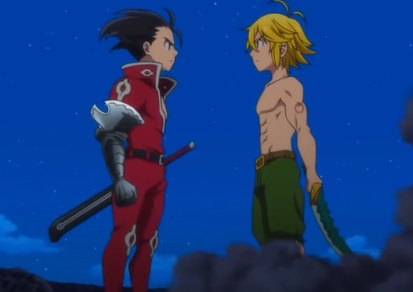 Zeldris and Meliodas facing off