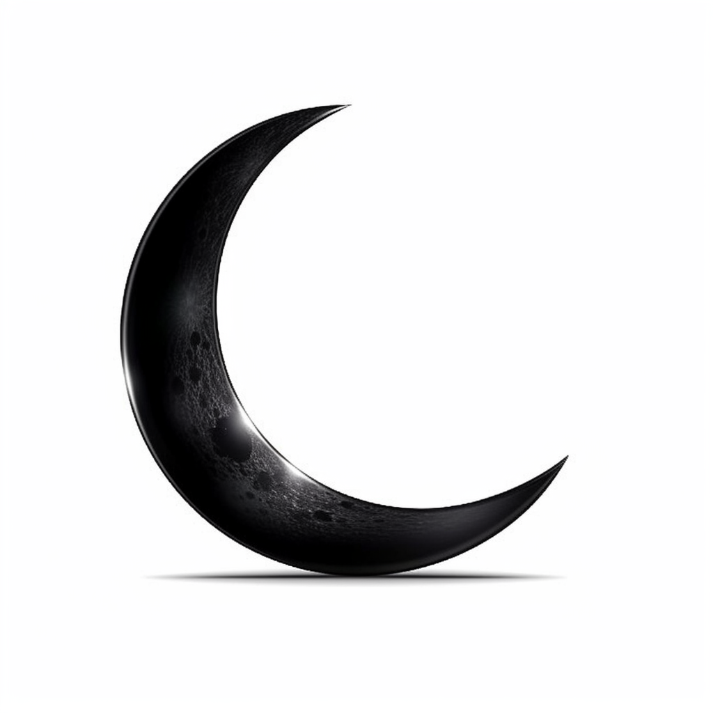 An illustration of a black glowing beautiful half moon against white ...