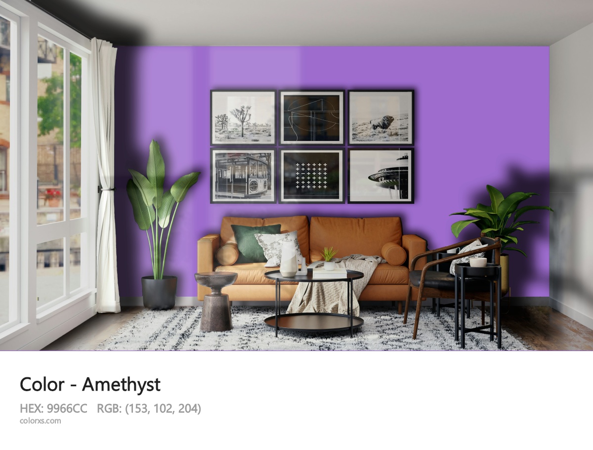 Amethyst Color modern minimalist living room interior