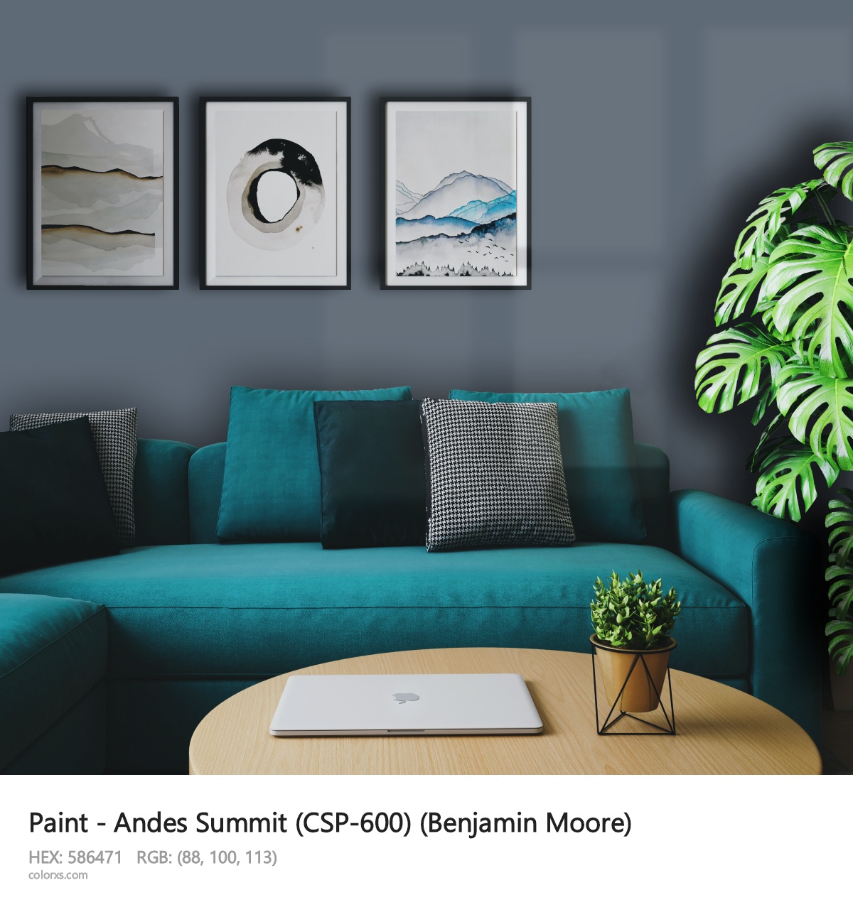 Benjamin Moore Andes Summit (CSP-600) Paint cozy coffee corner interior