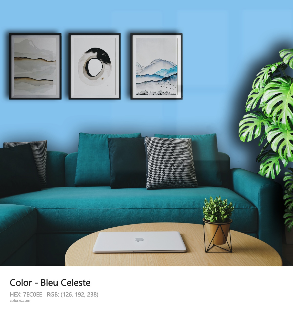 Bleu Celeste Color cozy coffee corner interior