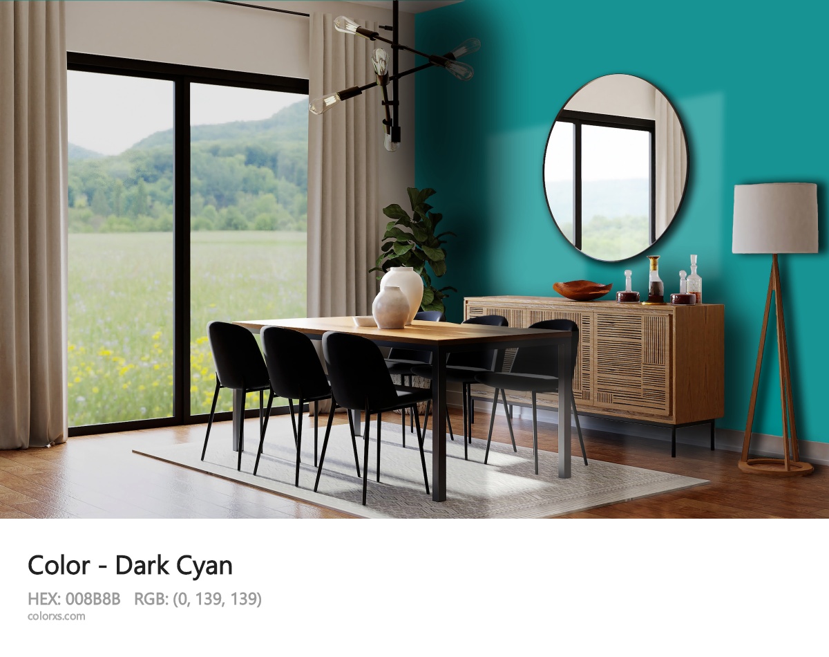 Dark Cyan Color dining room design