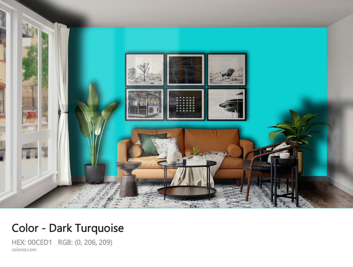 Dark Turquoise Color modern minimalist living room interior