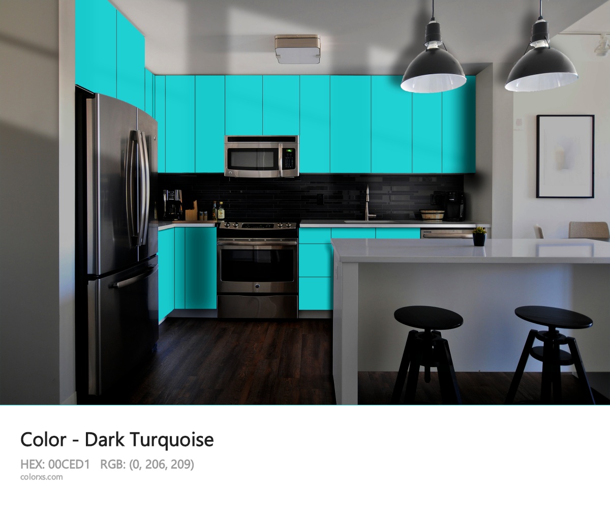 Dark Turquoise Color modular kitchen design