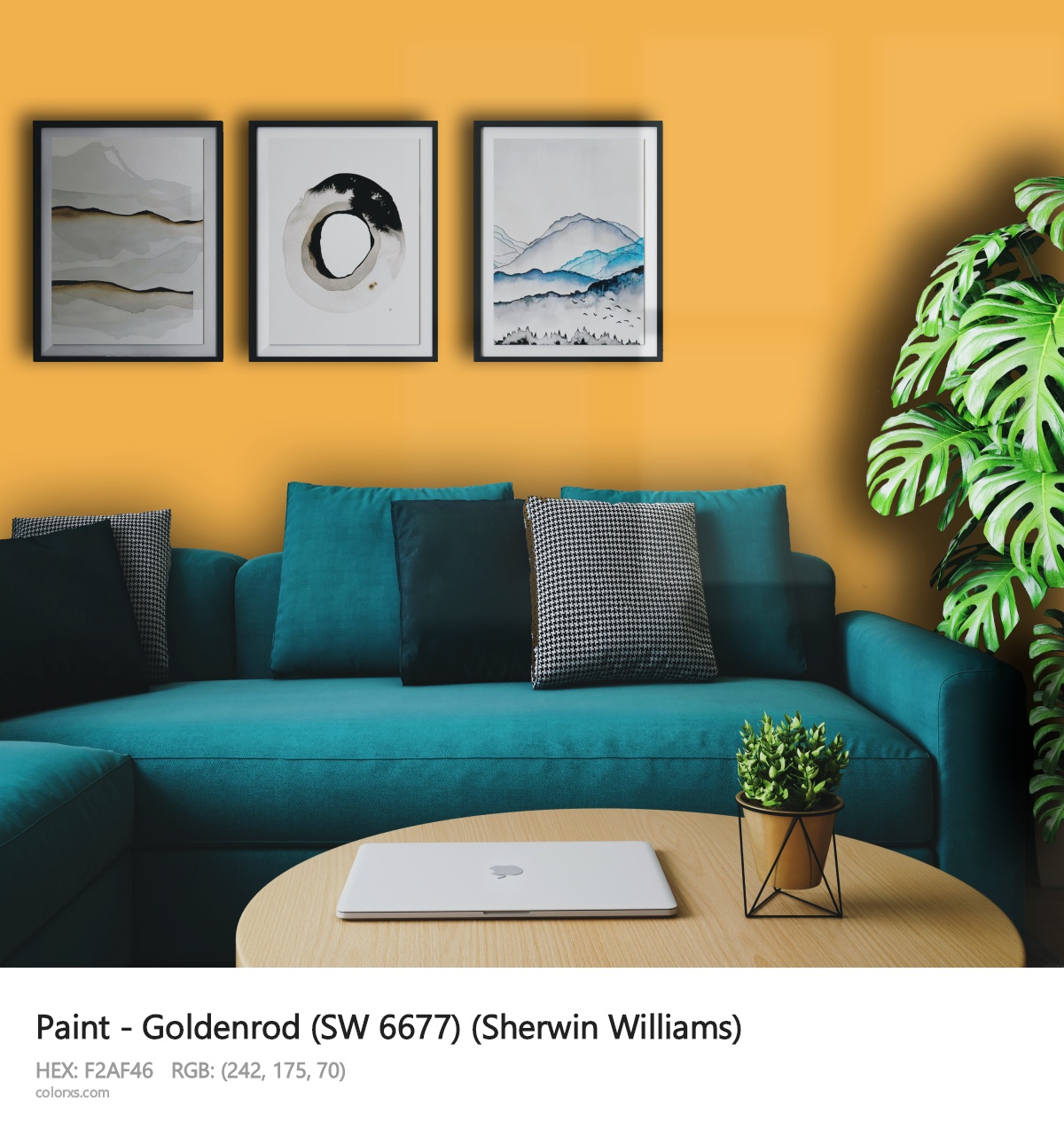 Sherwin Williams Goldenrod (SW 6677) Paint cozy coffee corner interior