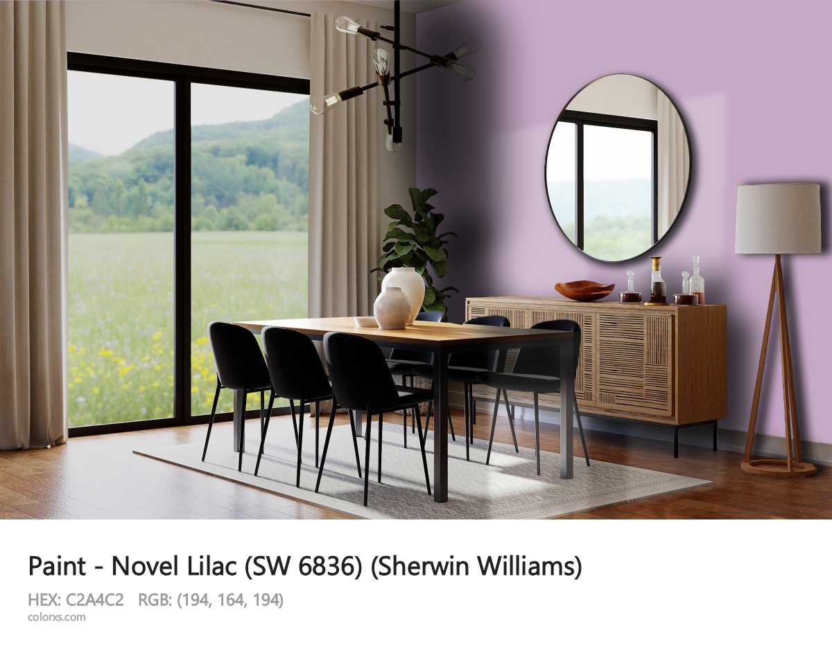 Sherwin Williams Novel Lilac (SW 6836) Paint dining room design