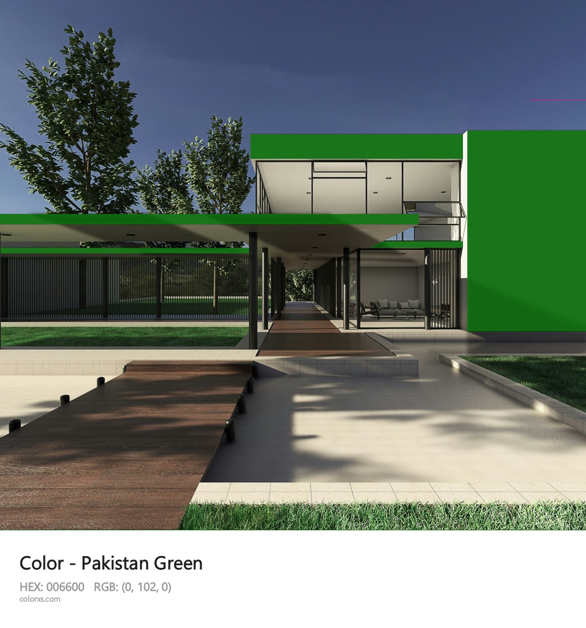 Pakistan Green Other exterior design modern house with walkway