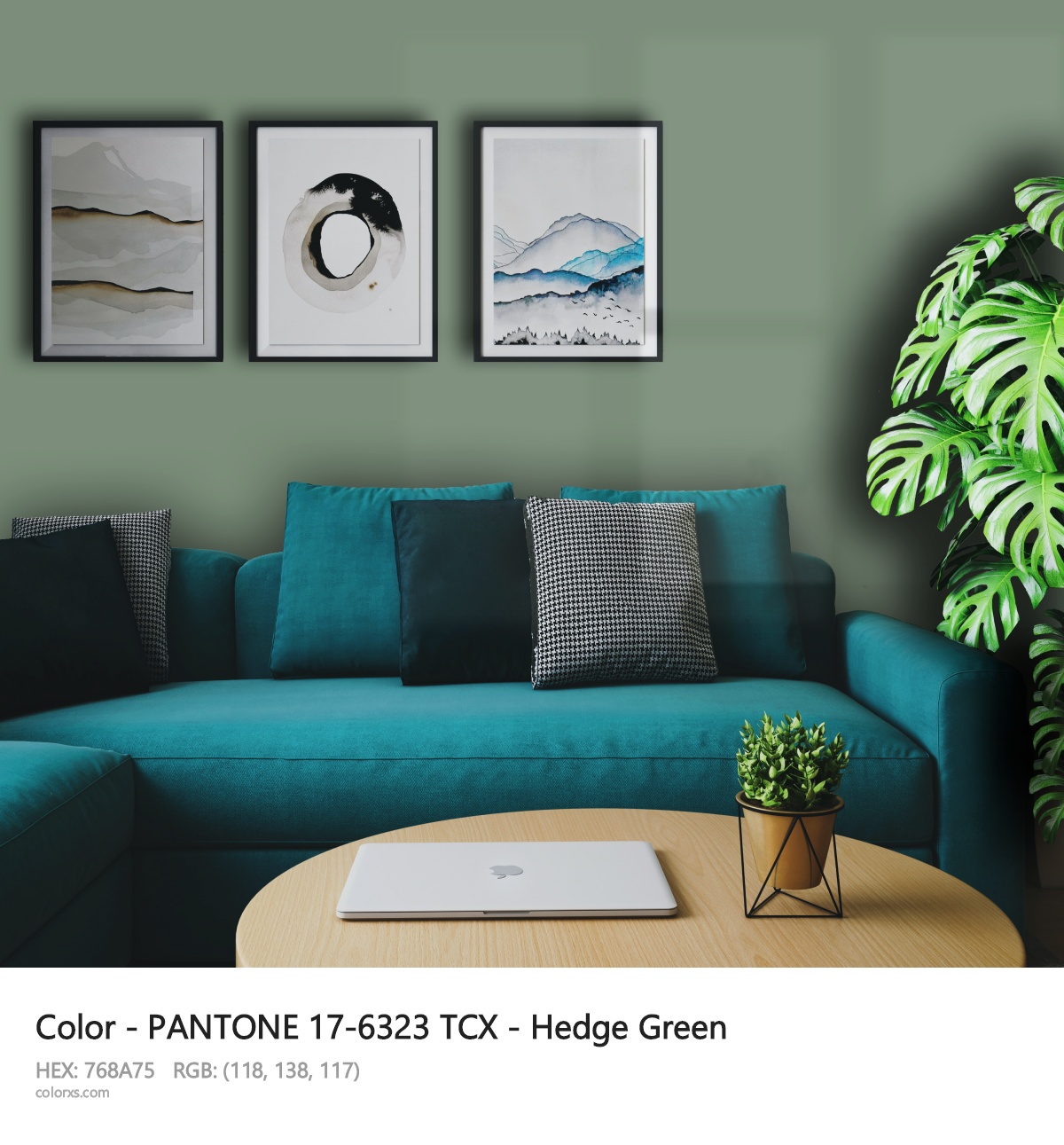 About PANTONE 17-6323 TCX - Hedge Green color - its meaning and example