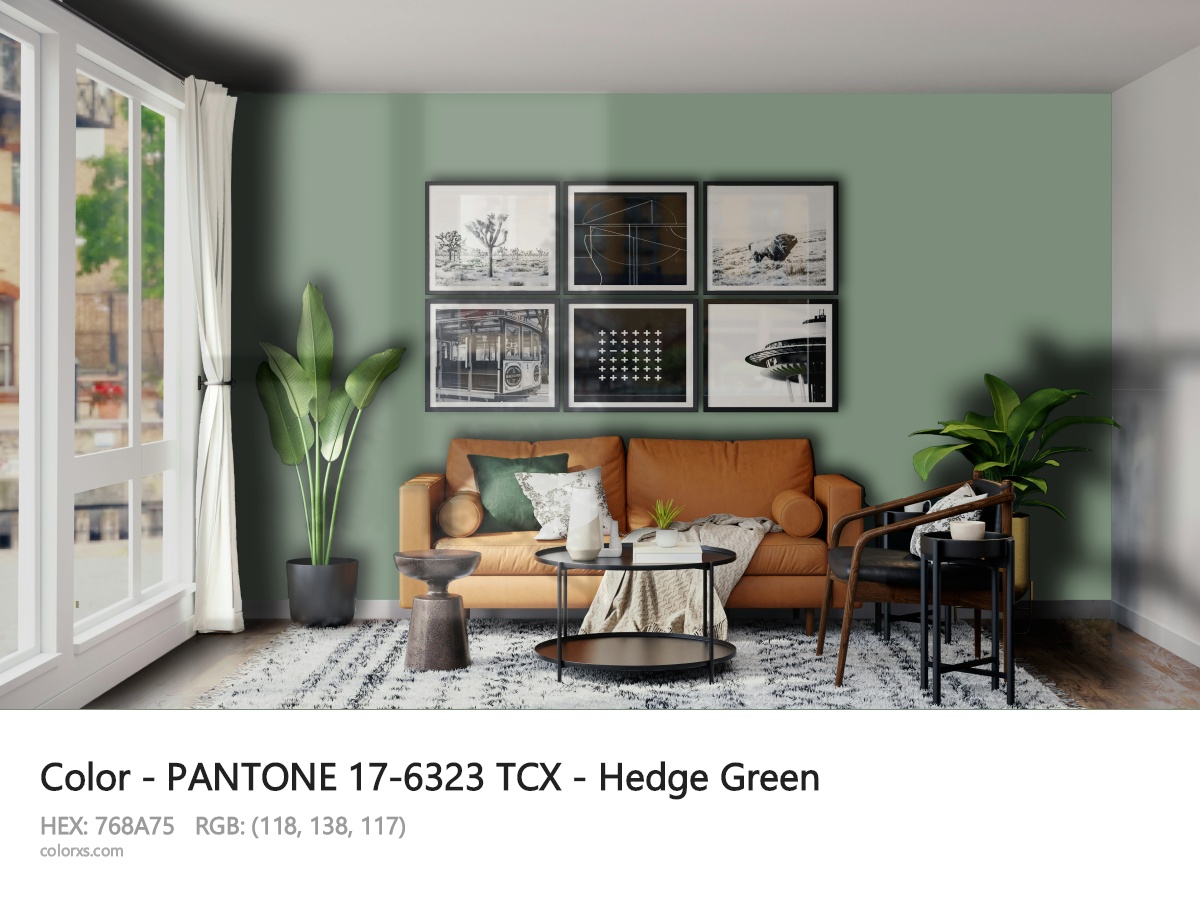 PANTONE 17-6323 TCX - Hedge Green CMS modern minimalist living room interior