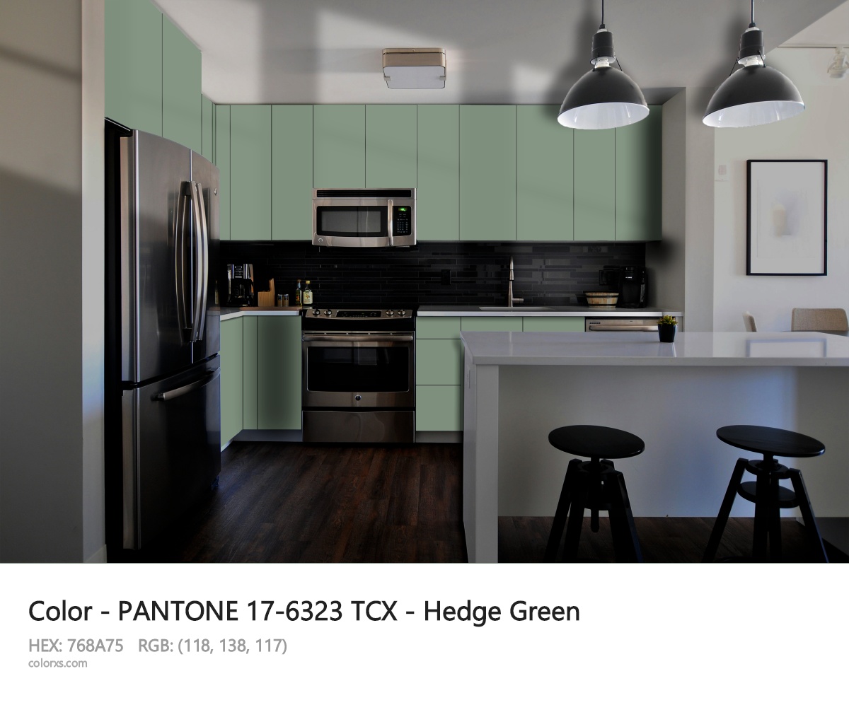 PANTONE 17-6323 TCX - Hedge Green CMS modular kitchen design