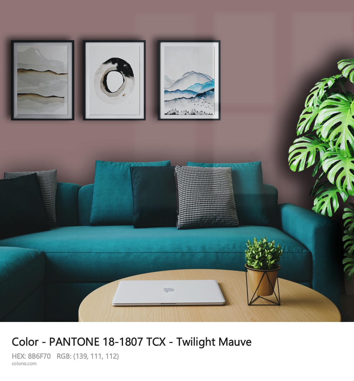 About PANTONE 18-1807 TCX - Twilight Mauve color - its meaning and example