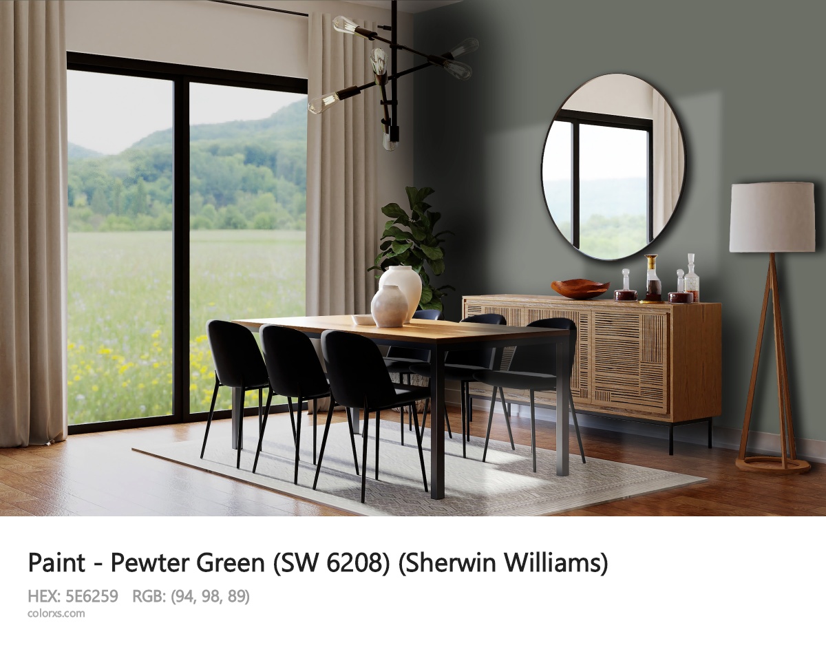 Sherwin Williams Pewter Green (SW 6208) Paint dining room design