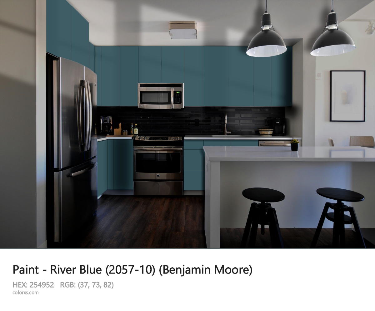 Benjamin Moore River Blue (2057-10) Paint modular kitchen design