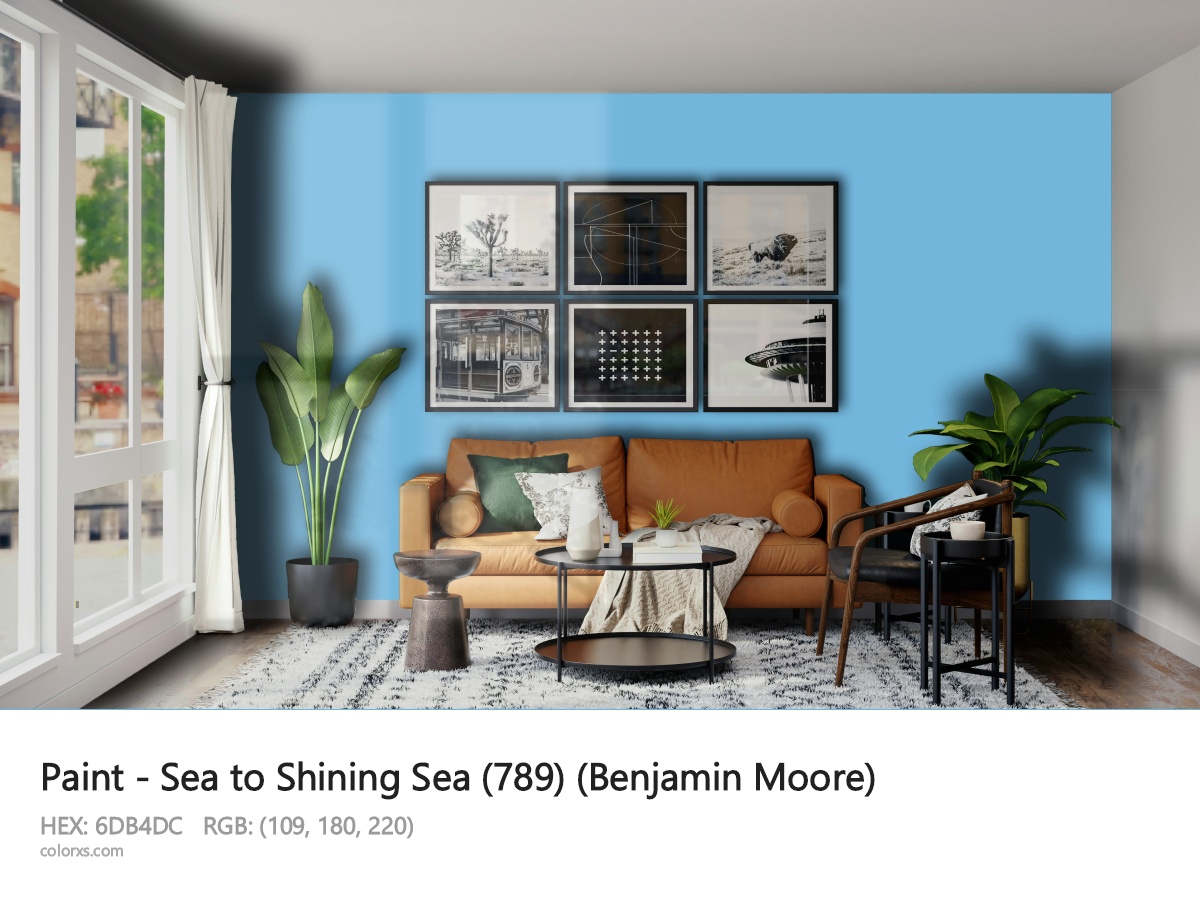 Benjamin Moore Sea to Shining Sea (789) Paint modern minimalist living room interior