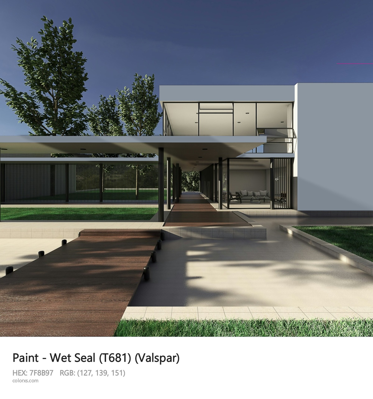 Valspar Wet Seal (T681) Paint exterior design modern house with walkway