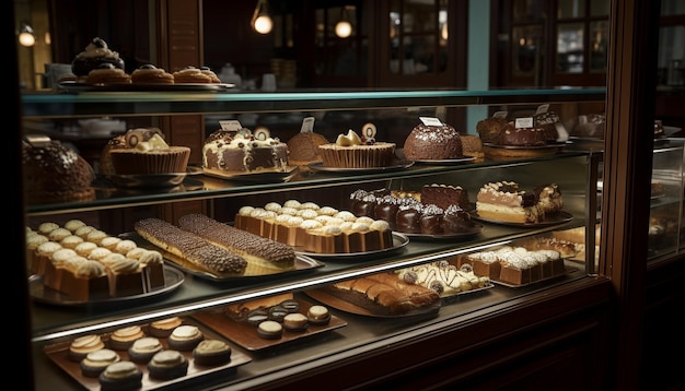 Foto grátis coleção de pastelaria francesa gourmet sem pessoas dentro de casa gerada por ia