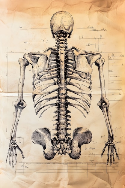 Foto grátis desenho de anatomia de estilo vintage