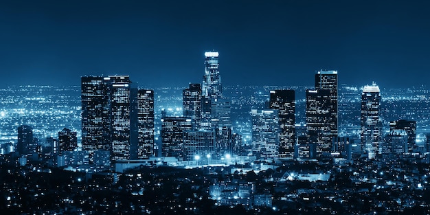 Foto grátis edifícios do centro de los angeles à noite