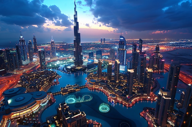 Foto grátis paisagem futurista de dubai