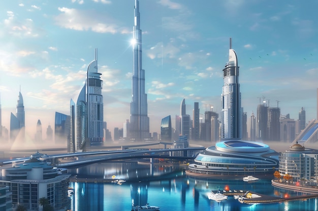 Foto grátis paisagem futurista de dubai