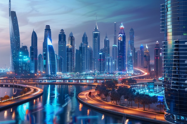 Foto grátis paisagem futurista de dubai