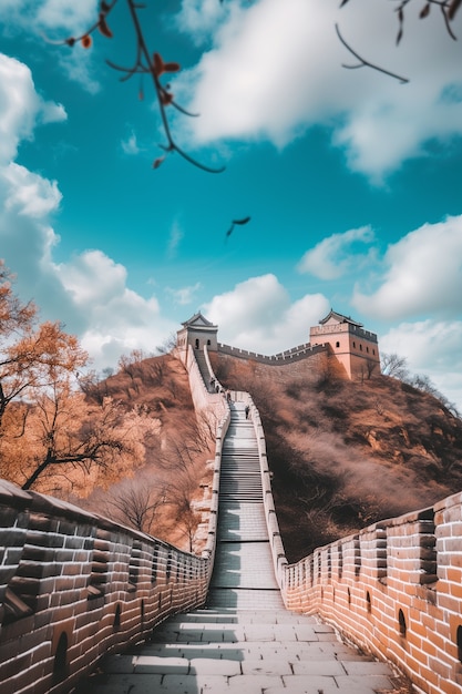 Foto grátis renderização 3d da grande muralha chinesa