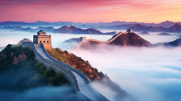 Foto grátis renderização 3d da grande muralha chinesa