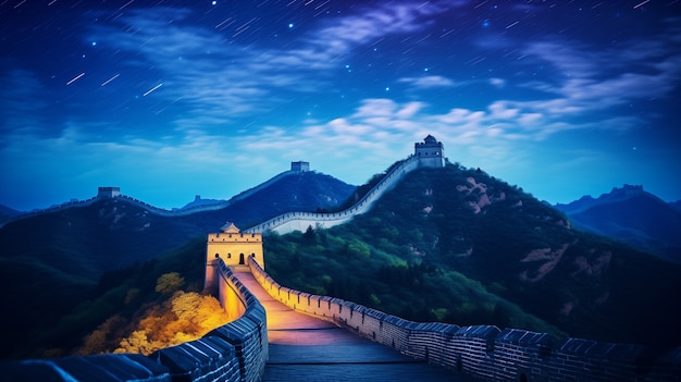 Foto grátis renderização 3d da grande muralha chinesa